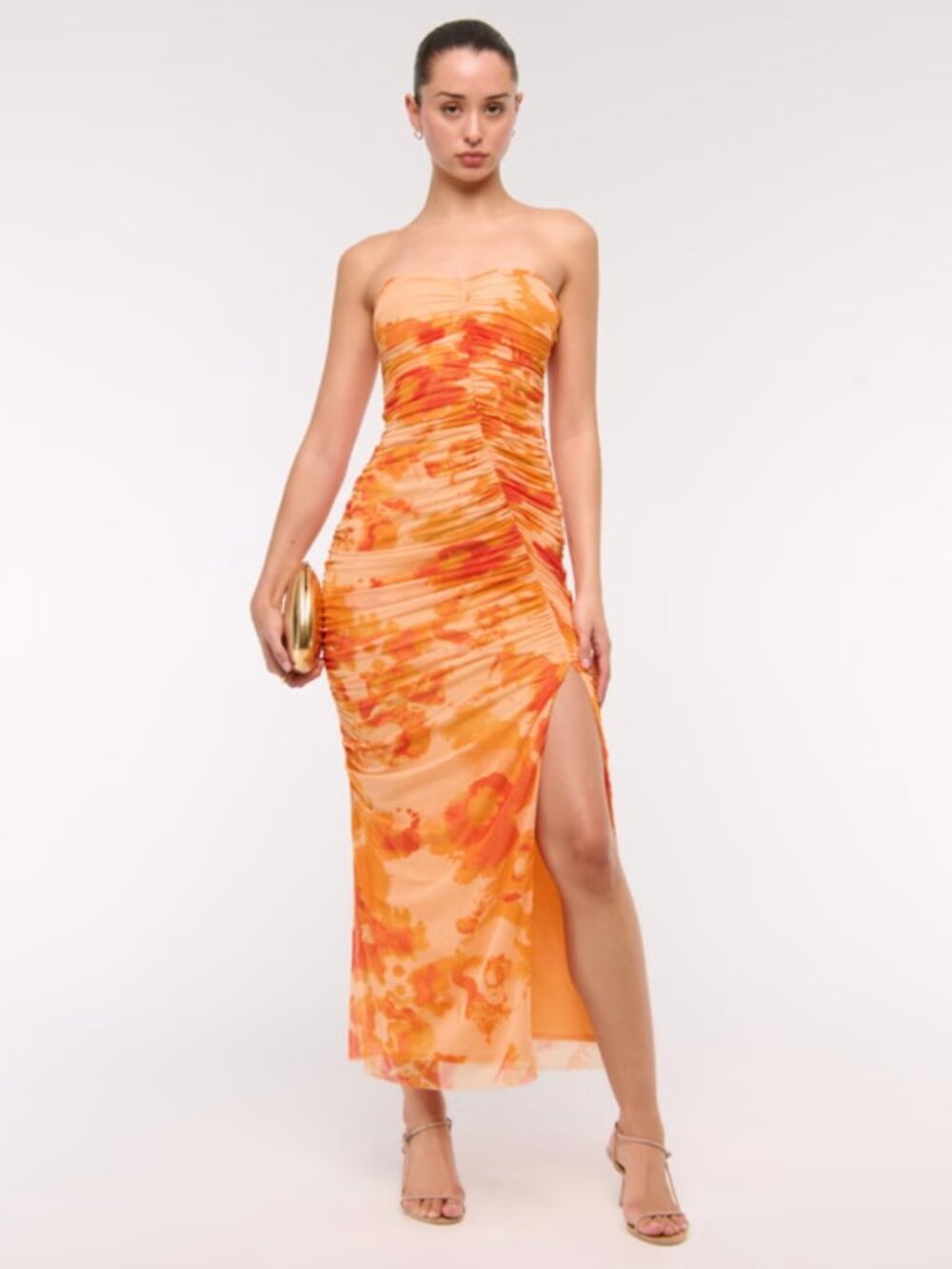 Abercrombie & Fitch - Mesh Strapless Ruched Maxi Dress - NWT